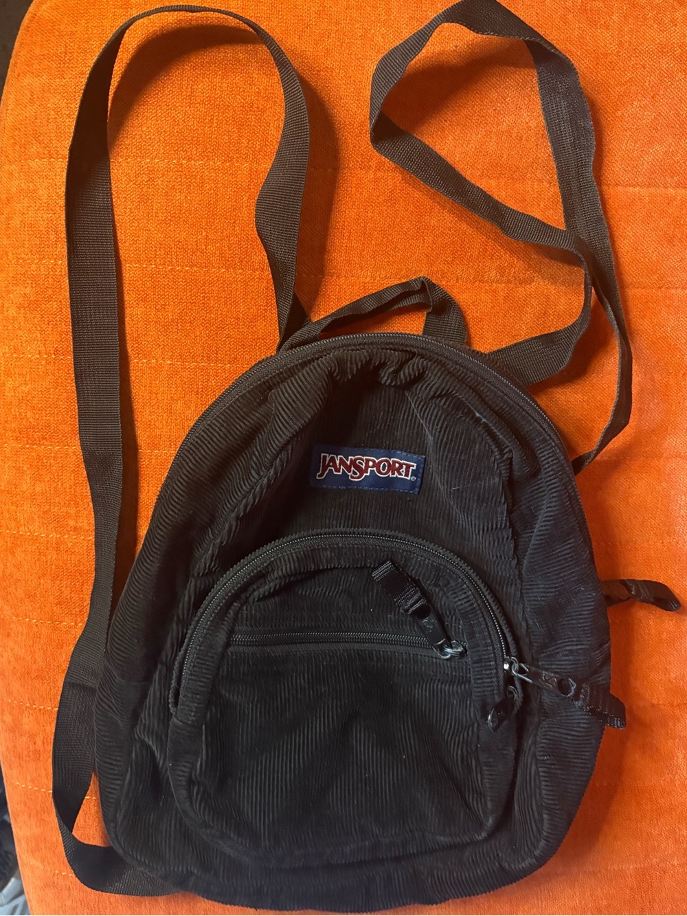 Jansport Black Corduroy Mini Backpack
